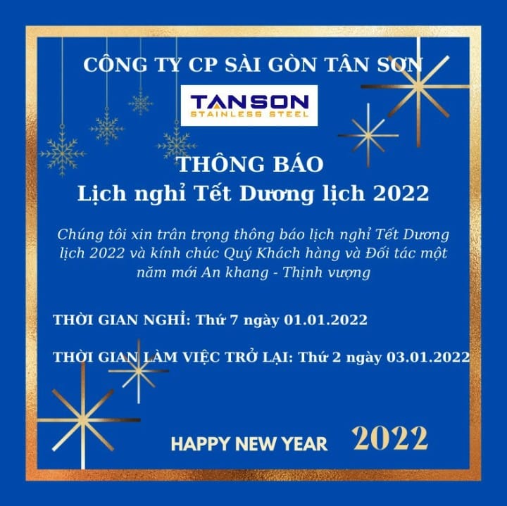 tansoncom inoxtanson thong bao nghi tet Duong lich 2022